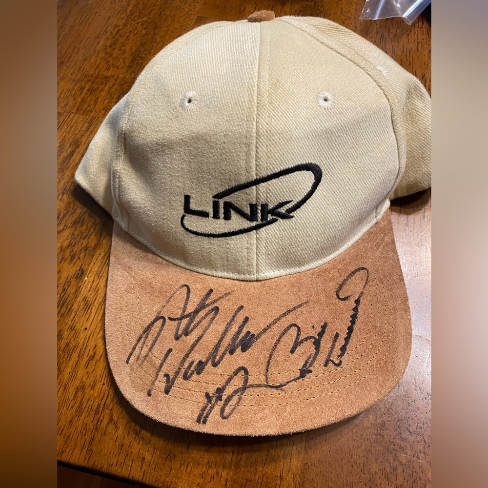 BIG accessories Link autographed‎ hat. Bill Elliott and Rusty Wallace.  Vintage.